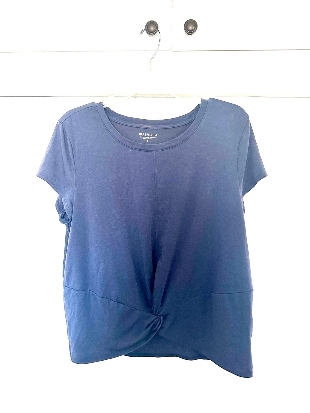 Athleta Navy Blue Short Sleeve Twist Front Tee